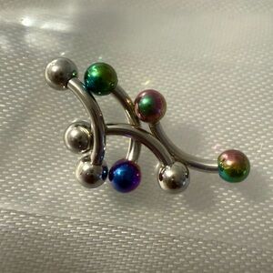 NEW 4pc Curved Barbell 16 Gauge Surgical Steel 1/4 Colorful